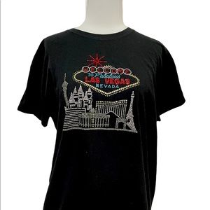 Anvil Rhinestone Las Vegas Sign T shirt XL